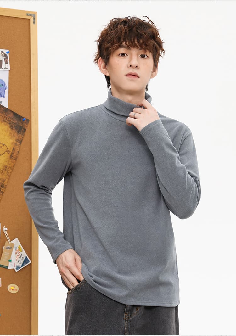 ベーシックロング丈タートルネックシャツ　M〜5XL 　ゆったり　ぽっちゃり対応　大きいサイズ　薄手　チクチクしない