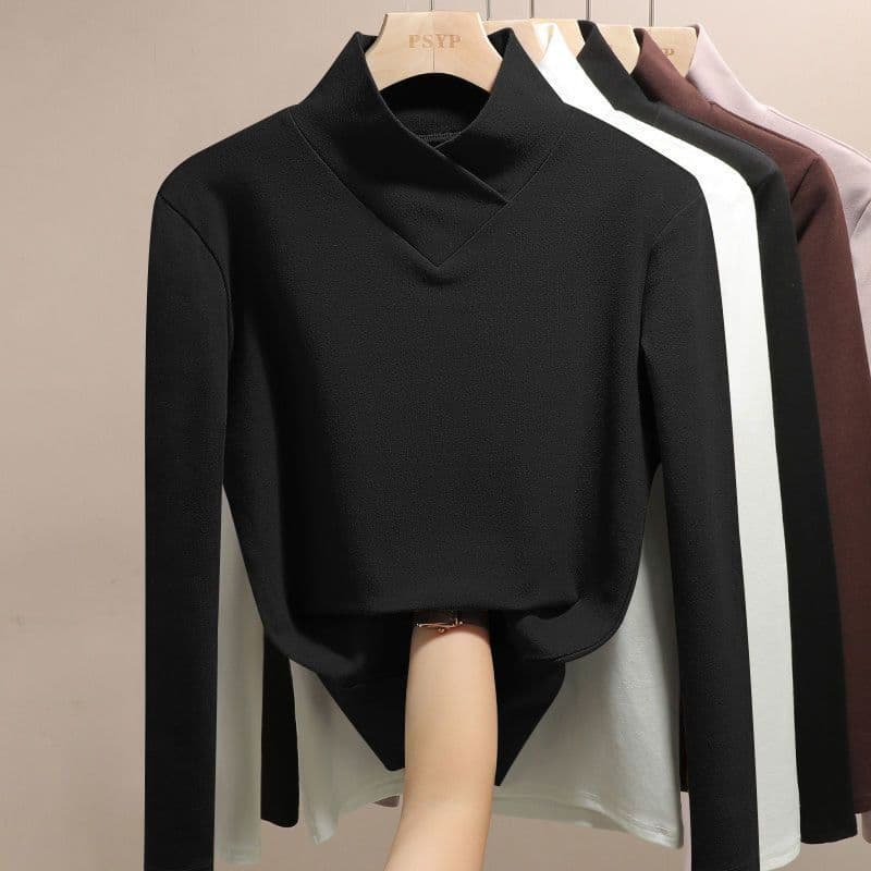 襟付きデザインタートルネック長袖インナー　M~XXXL