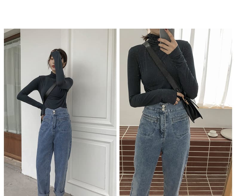 【骨格ストレート】全9色展開首元ぴったりタートルネック長袖インナー