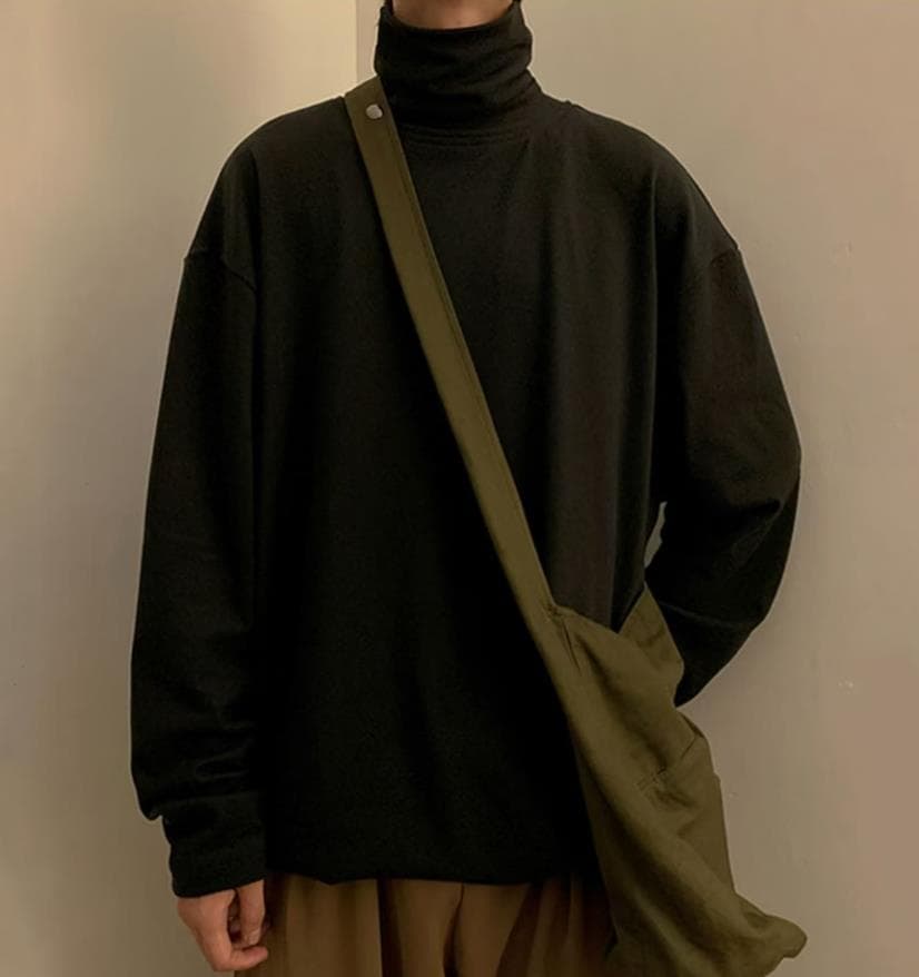 ゆったりシルエットベーシックタートルネックシャツ　定番シリーズ　大きいサイズ