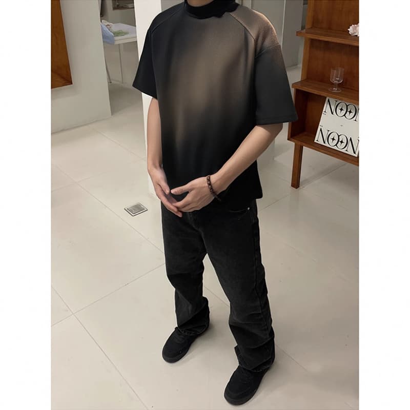 ハイネック半袖オーバーサイズタートルネックシャツ メンズ  M〜5XL