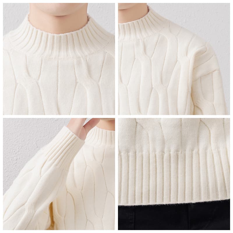 タートルネック　メンズ　長袖　立体編み模様ニット　秋冬　M~3XL