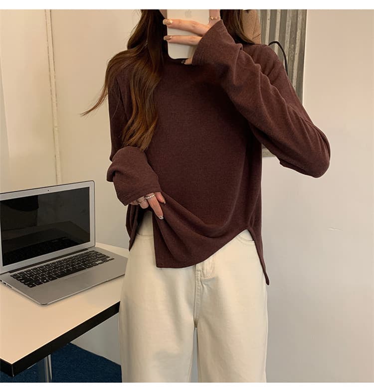 ゆったりシルエット長袖タートルネックシャツ
