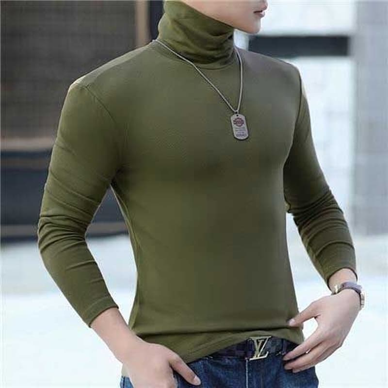 タートルネック　メンズ　長袖伸縮性抜群の薄手インナー　大きいサイズ　ぽっちゃり対応　XS~5XL