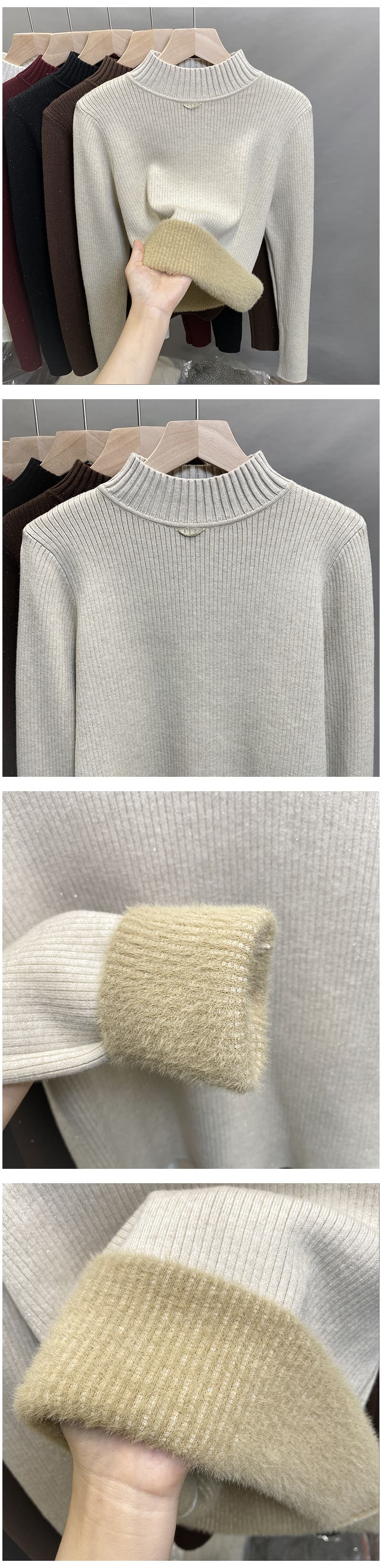 タートルネック　レディース　長袖　あったか裏起毛ニット　春秋冬 S～XL