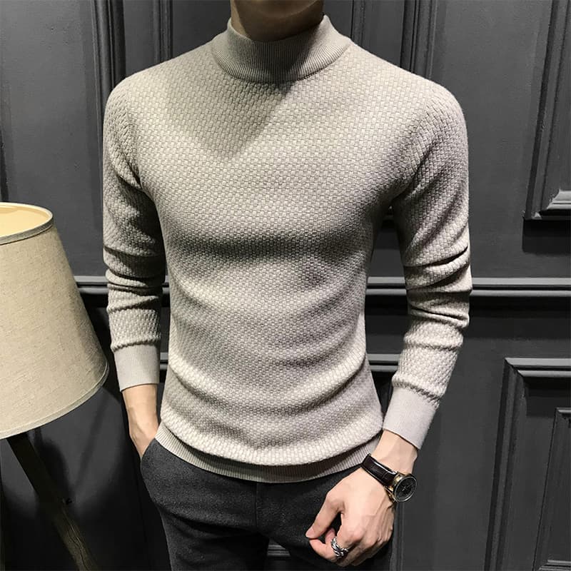 タートルネック メンズ　長袖　立体編み柄ニット　春秋冬　大きいサイズ　M~4XL