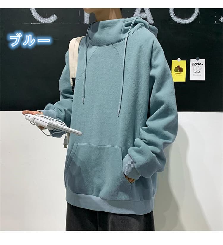 【メンズ ジャケット】秋冬人気 タートルネック風 厚手パーカー｜裏起毛タイプあり・頭巾付き防寒極暖アウター neckty＋