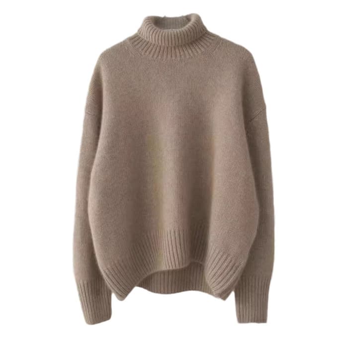 体型カバーゆったりニットタートルネックシャツ レディース　M XL