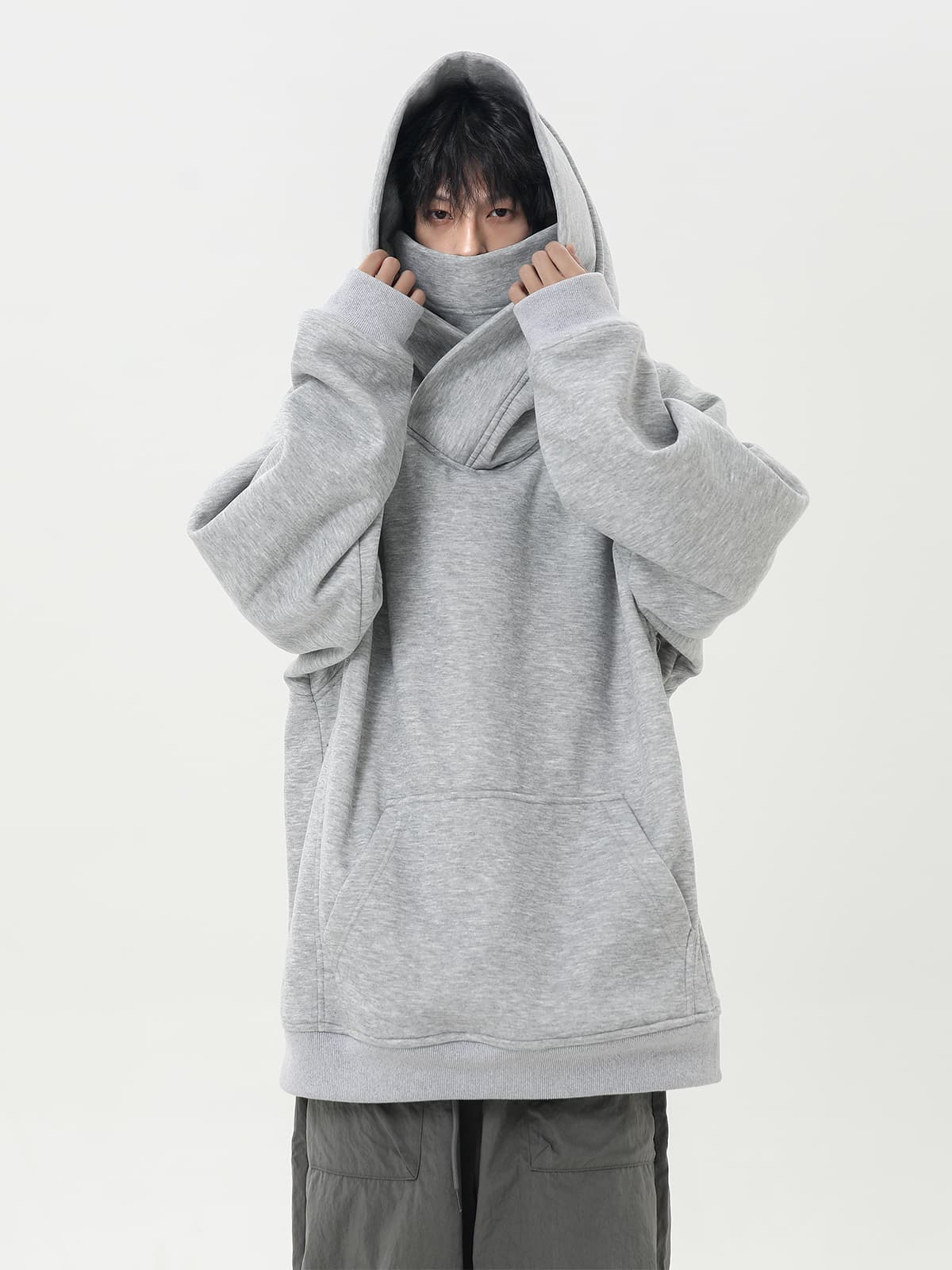 タートルネック　メンズ　長袖　 ハイネック大判パーカー M〜3XL