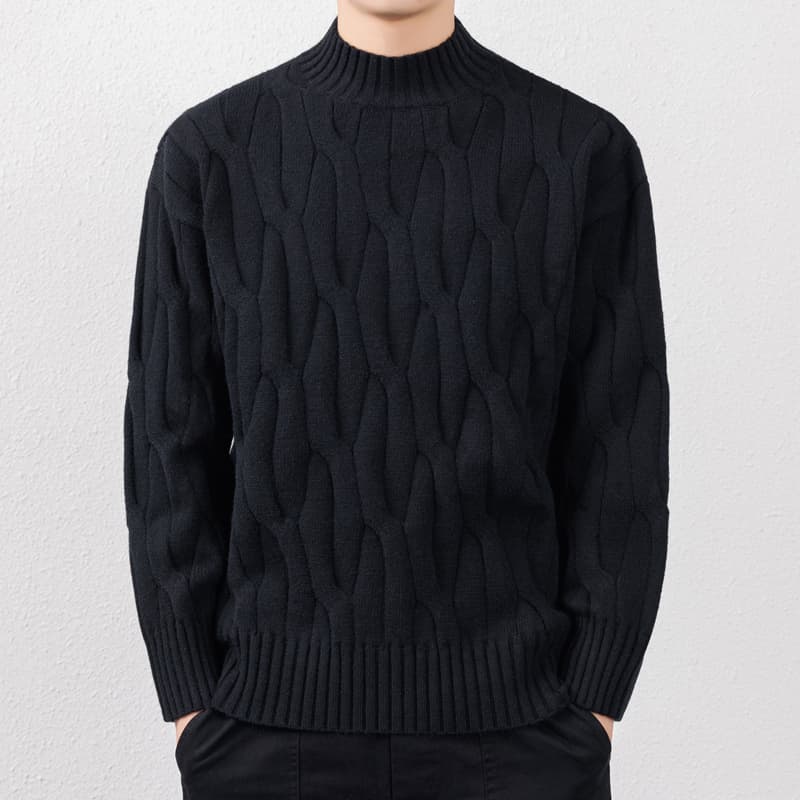 タートルネック　メンズ　長袖　立体編み模様ニット　秋冬　M~3XL