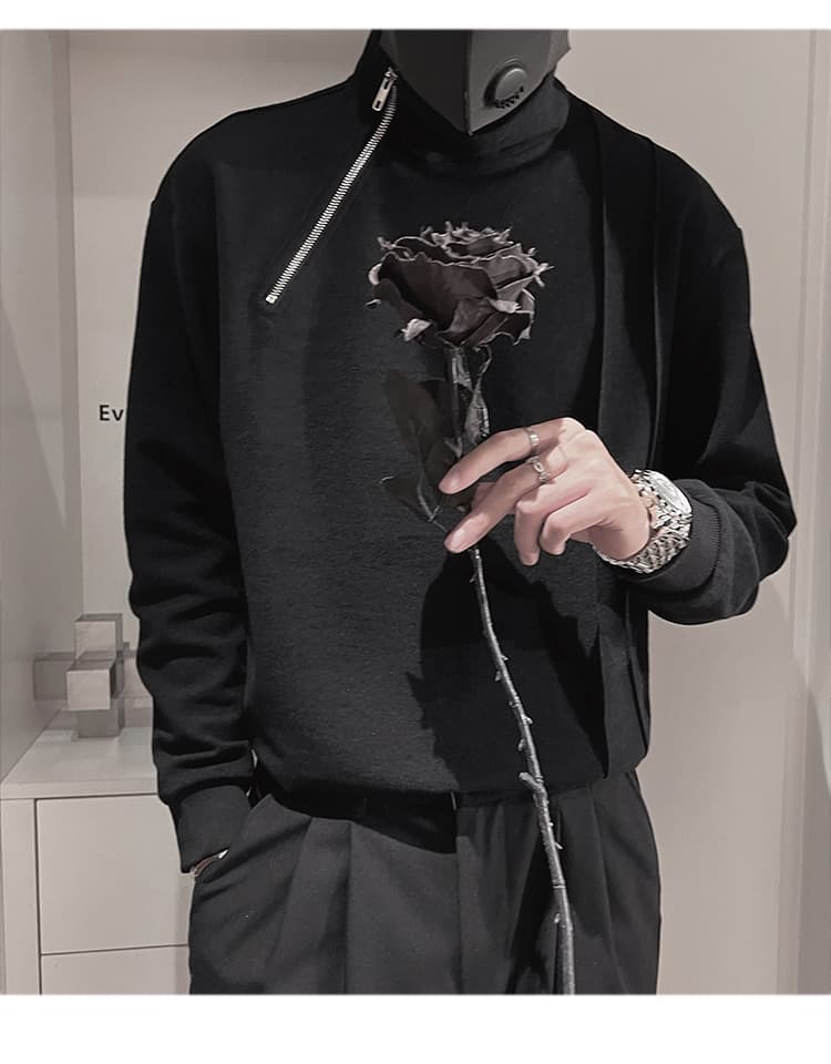 立体切替デザインタートルネックシャツ　メンズ　長袖　M〜3XL