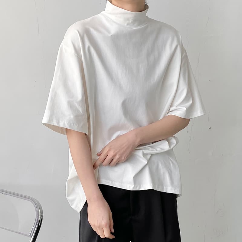 タートルネック メンズ　半袖　ゆったり薄手