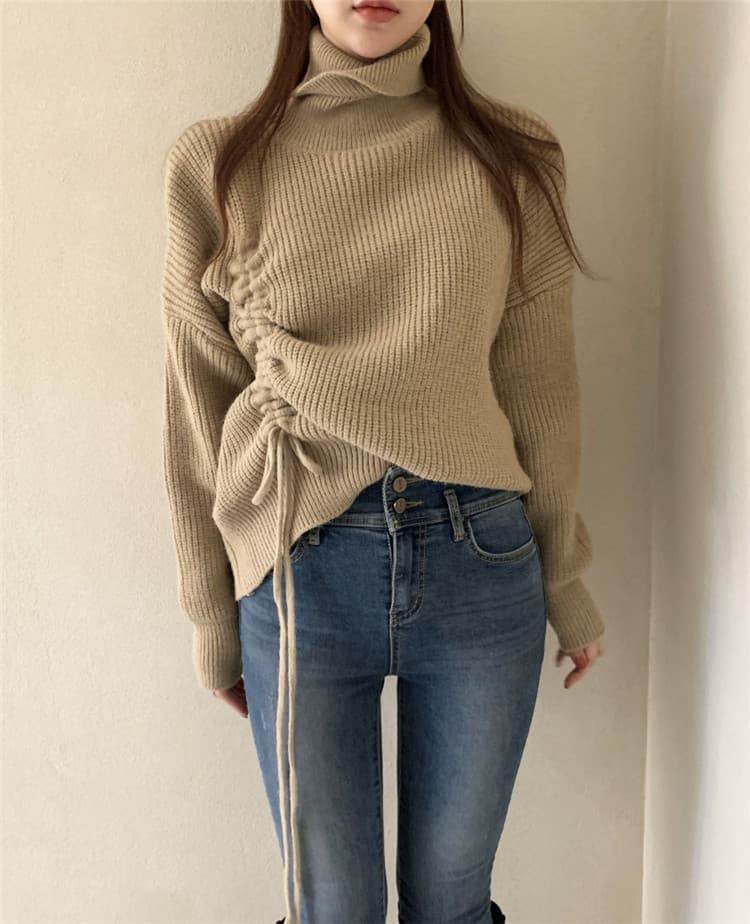 タートルネック 暖かい厚手セーター ゆったり着回し抜群ニット　レディース