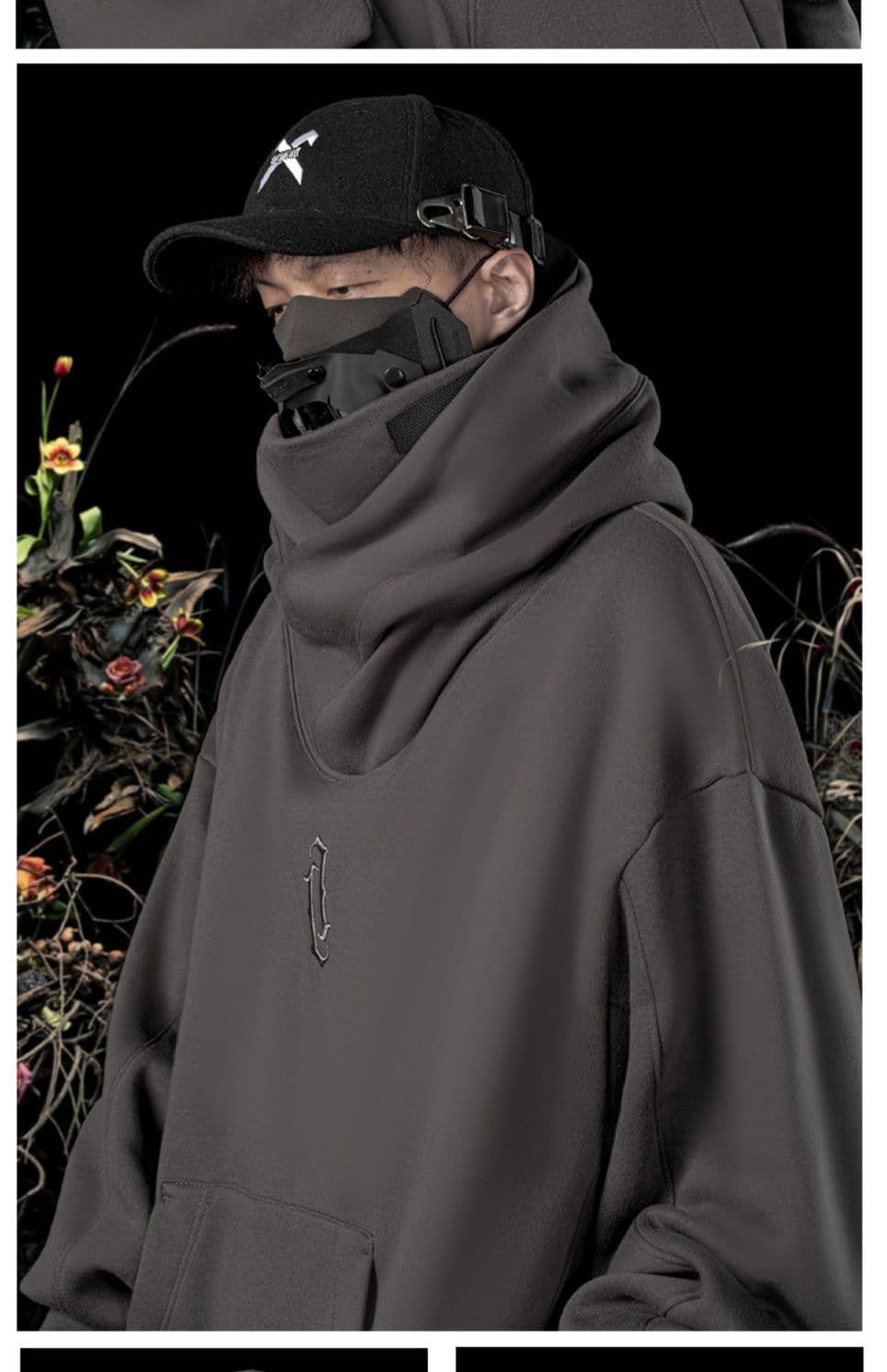 タートルネック　メンズ　長袖　高襟オーバーサイズ防寒パーカー M~3XL