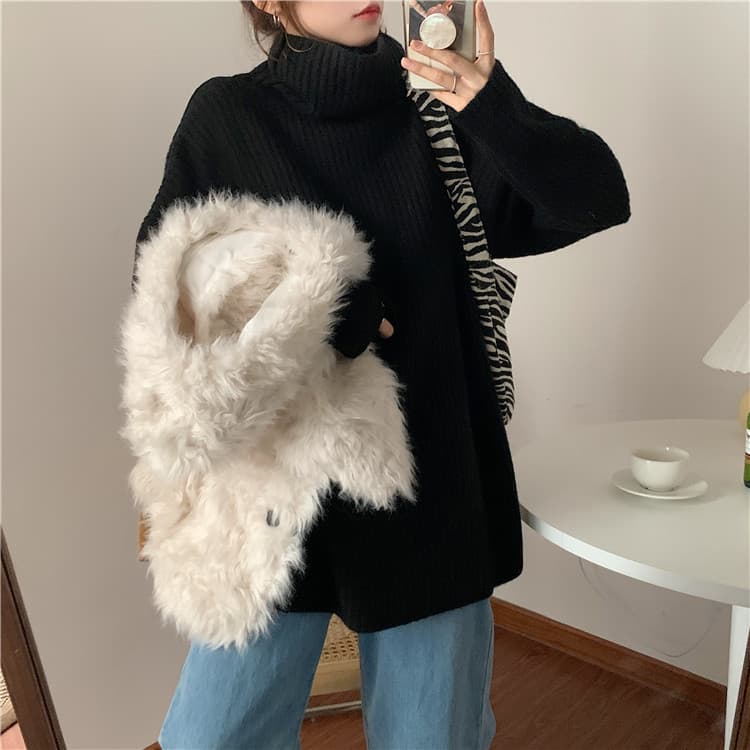 タートルネック　レディース　長袖ゆったり着れる  長袖セーター 限定販売　かわいい系