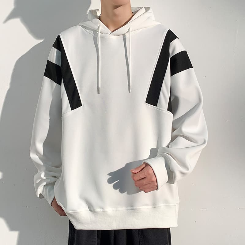 タートルネック　メンズ　長袖　肩切替デザイン特大パーカー M~3XL