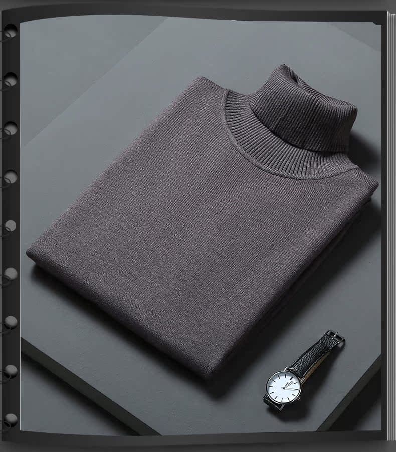 上品な編み地が魅力のベーシックタートルネックセーター　メンズ　M~4XL