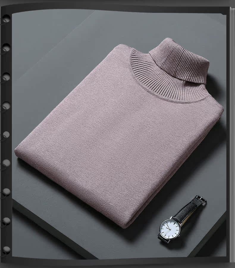 上品な編み地が魅力のベーシックタートルネックセーター　メンズ　M~4XL