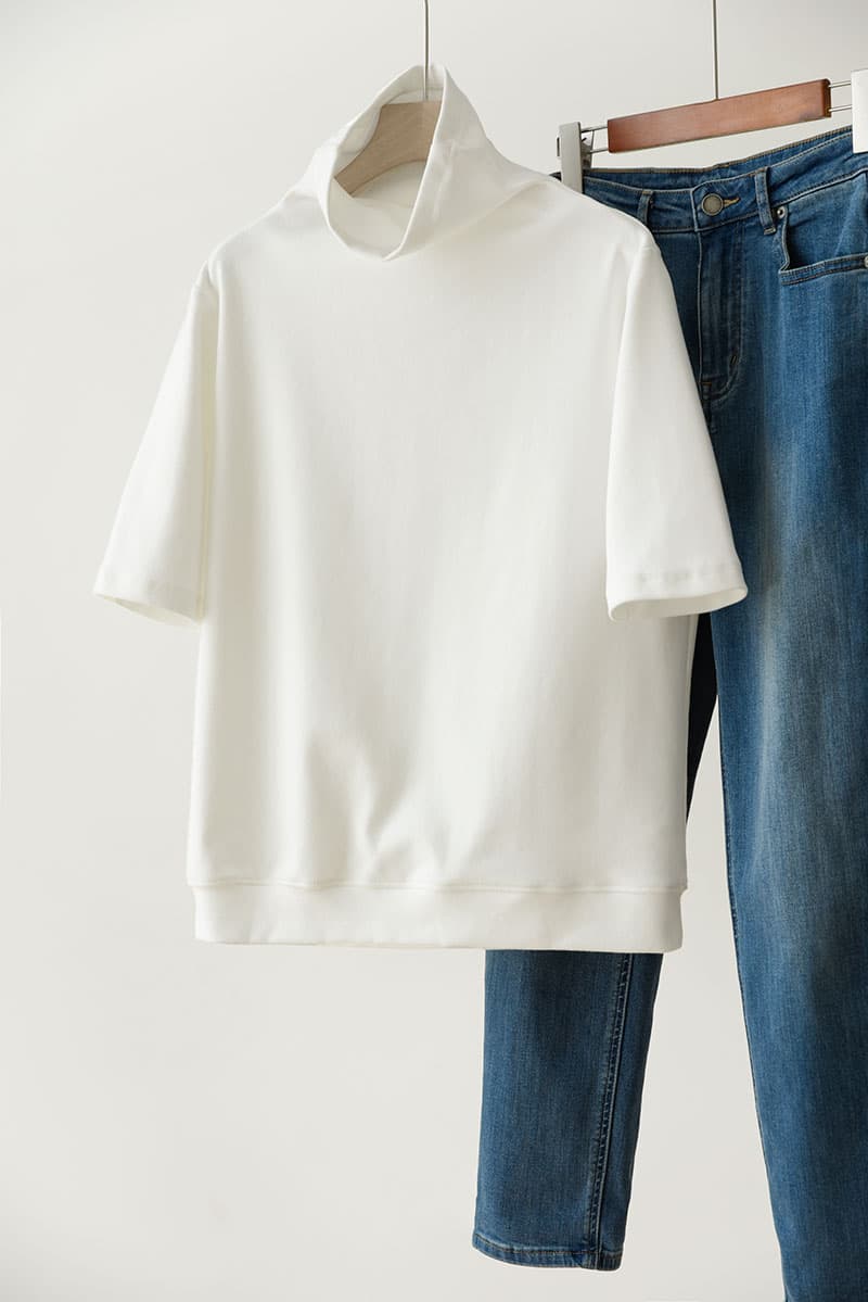 タートルネック　レディース 　半袖　シンプルプルオーバーシャツ　L XL