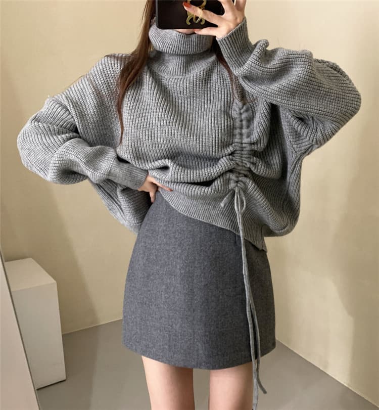 タートルネック 暖かい厚手セーター ゆったり着回し抜群ニット　レディース