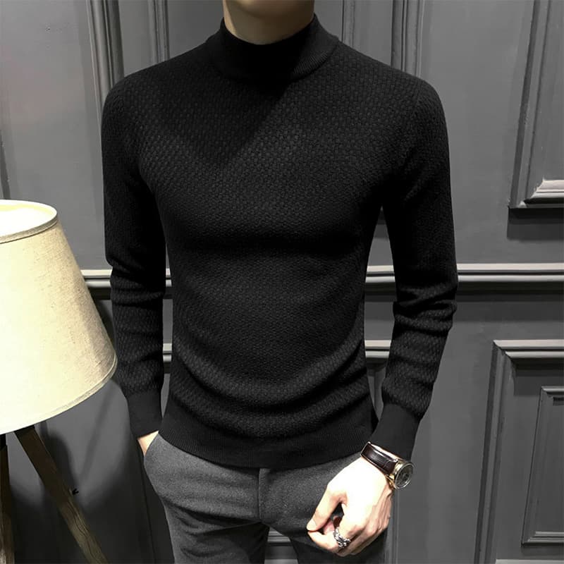 タートルネック メンズ　長袖　立体編み柄ニット　春秋冬　大きいサイズ　M~4XL