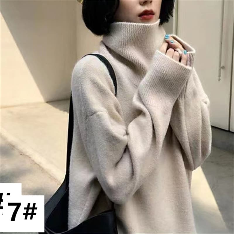 ゆったりシルエットニットタートルネックシャツ