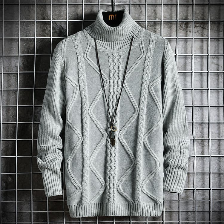 【メンズ タートルネック セーター】厚手ケーブル編みニット｜防寒×上品デザインの冬物トップス M〜3XL