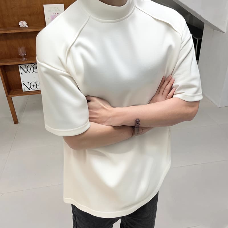 ハイネック半袖オーバーサイズタートルネックシャツ メンズ  M〜5XL