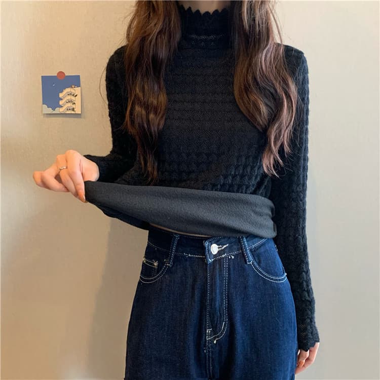 【タートルネック レディース 長袖】体型カバー 裏起毛 厚手タートルネックシャツ｜暖かく柔らかい秋冬トップス
