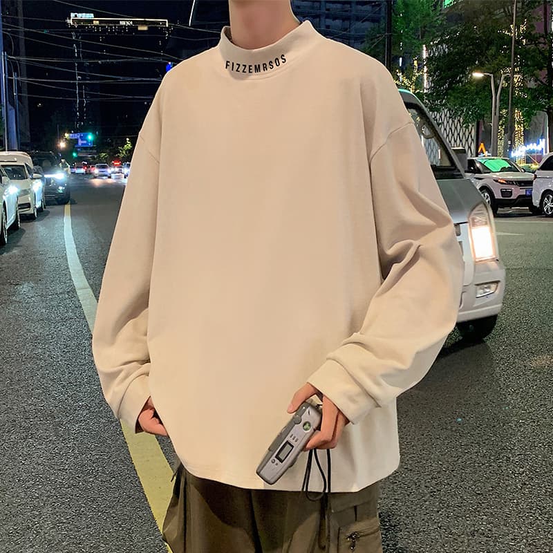 ハイネック メンズ　長袖　シンプルロゴスウェット　大きいサイズ　ぽっちゃり対応　春秋冬　M~5XL