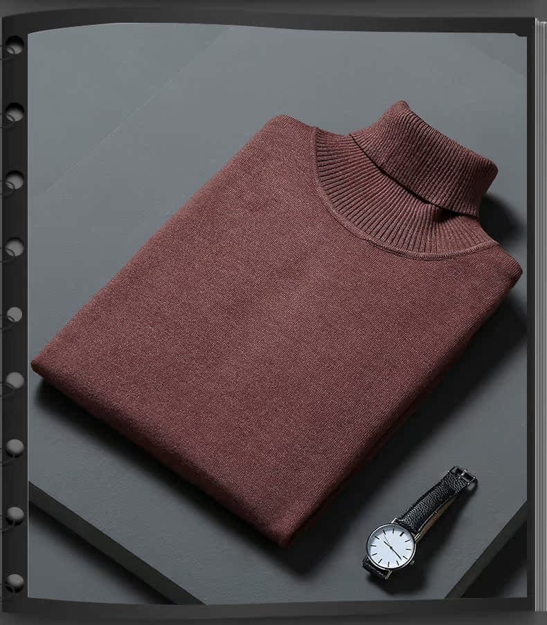 上品な編み地が魅力のベーシックタートルネックセーター　メンズ　M~4XL