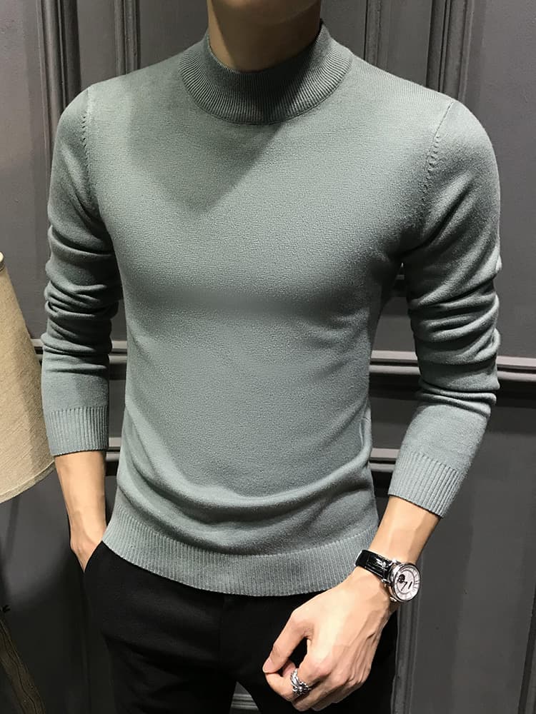 上質ニット素材のスリムフィットタートルネックシャツ　メンズ　大きいサイズ　M~4XL