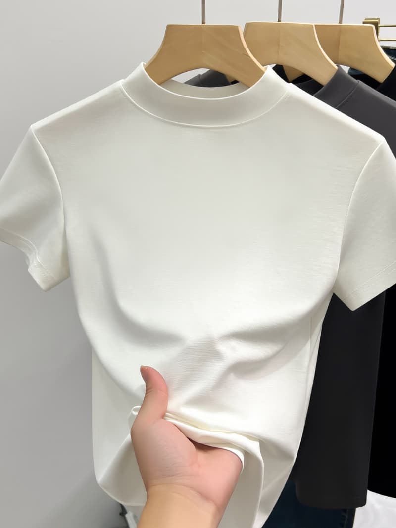 タートルネック なめらか半袖タートルネック S~2XL