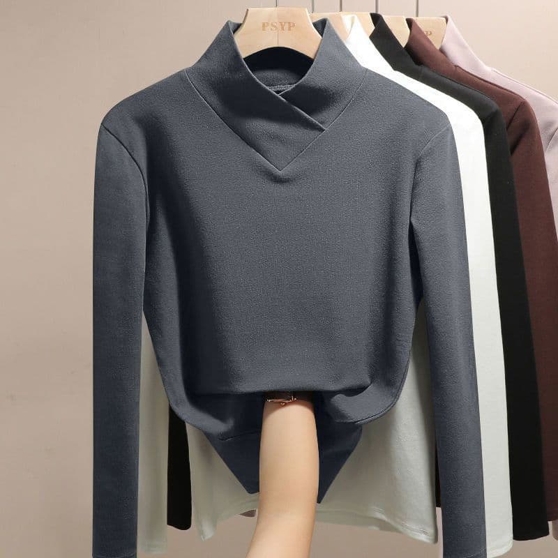 襟付きデザインタートルネック長袖インナー　M~XXXL