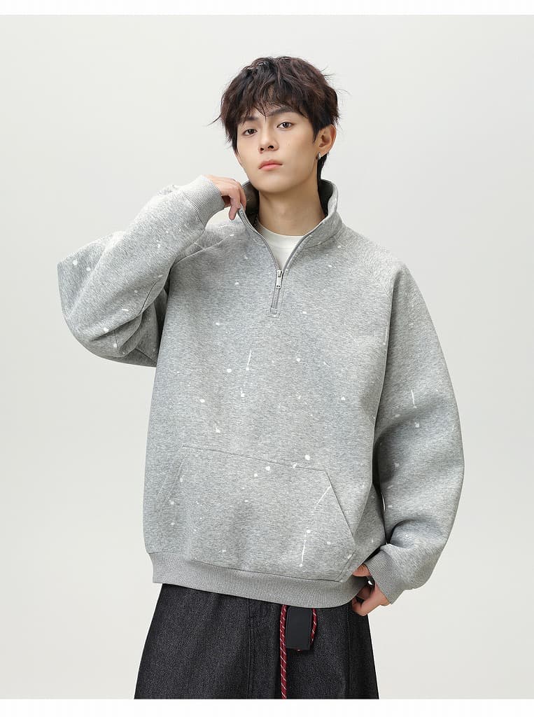 ハーフジップ裏起毛タートルネックトレーナー メンズ　M〜2XL