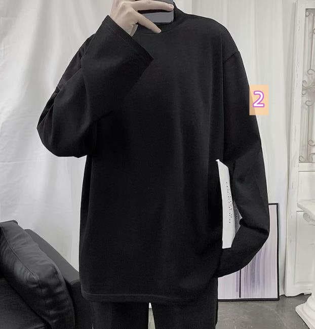 タートルネック メンズ無地長袖シャツ カジュアルインナー　M〜3XL
