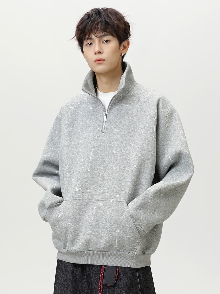 ハーフジップ裏起毛タートルネックトレーナー メンズ　M〜2XL