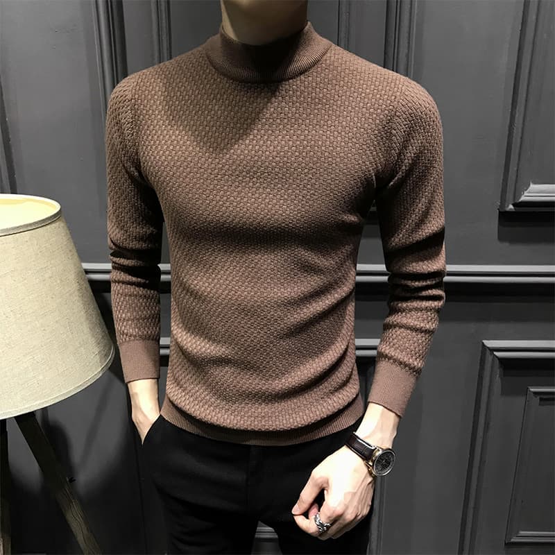 タートルネック メンズ　長袖　立体編み柄ニット　春秋冬　大きいサイズ　M~4XL