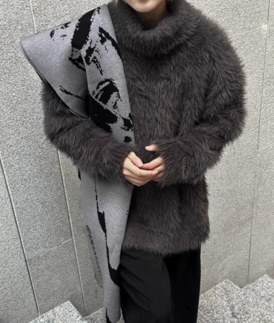 タートルネック メンズ 長袖 ファー調セーター秋冬毛糸ニット