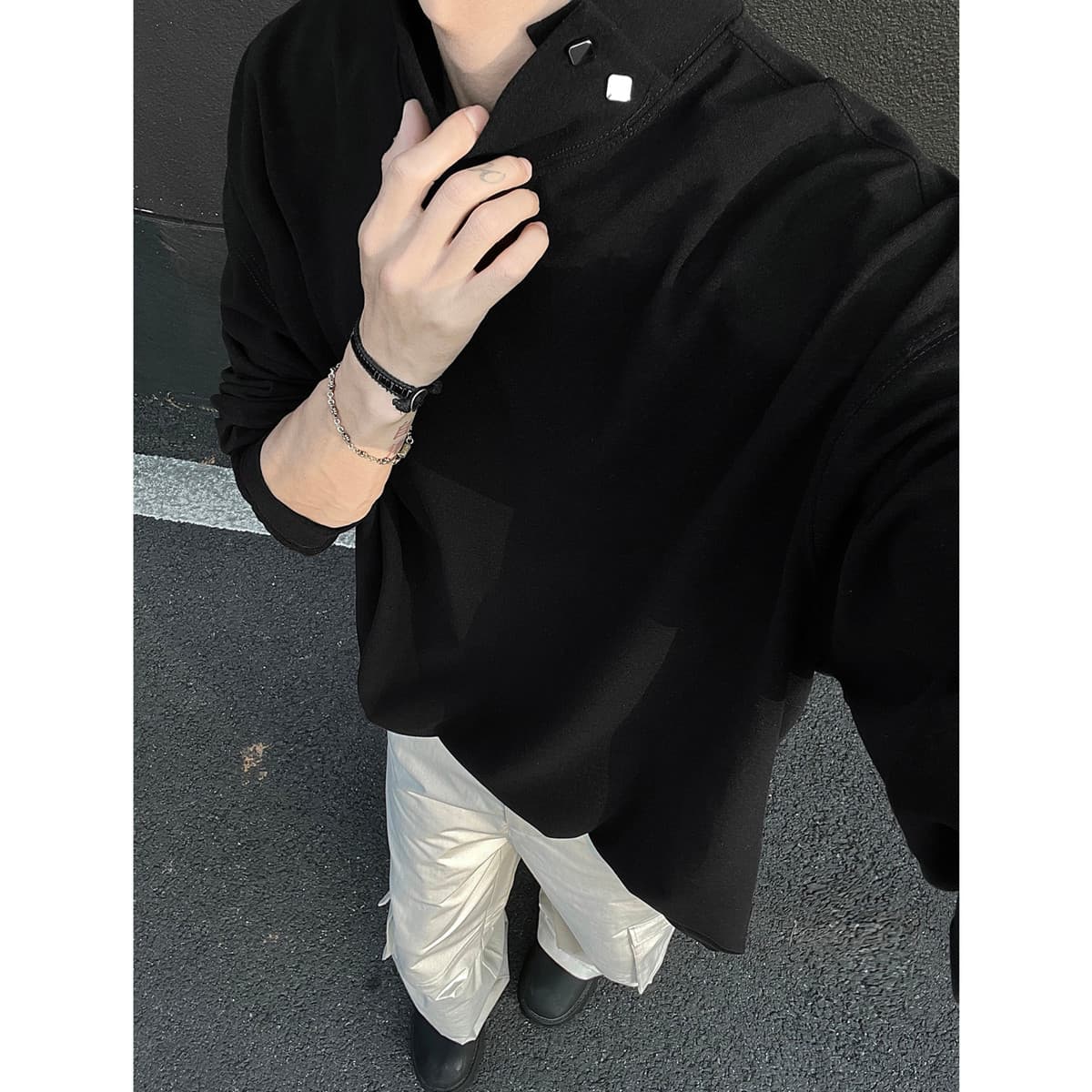 タートルネック メンズ 長袖 スタイリッシュ襟元デザイン 大きいサイズ ぽっちゃり対応 M〜5XL
