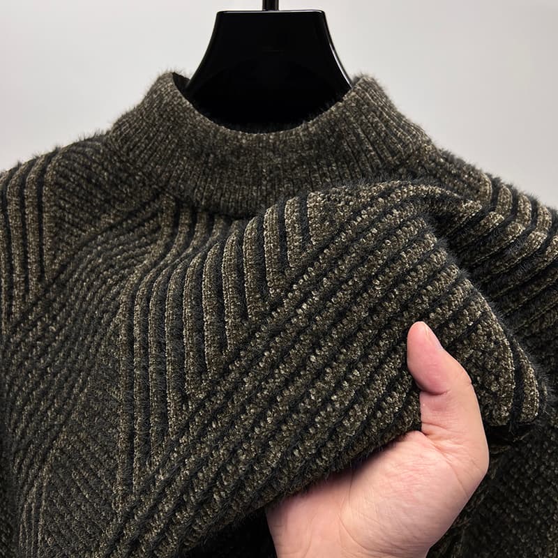 タートルネック メンズ 長袖 立体織り柄ニット 春秋冬 大きいサイズ ぽっちゃり対応 M~4XL