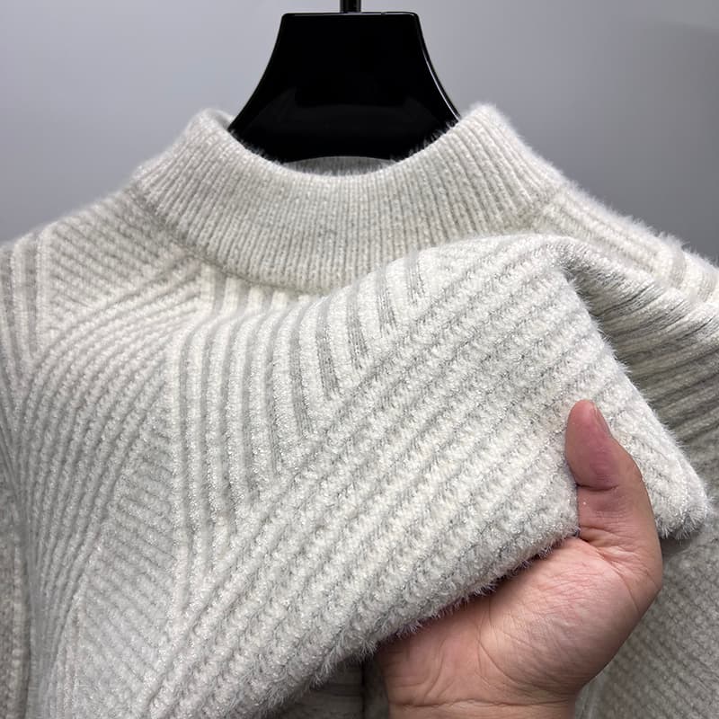 タートルネック メンズ 長袖 立体織り柄ニット 春秋冬 大きいサイズ ぽっちゃり対応 M~4XL