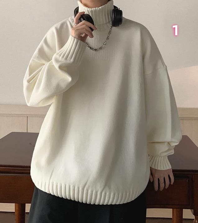 ゆったりオーバーサイズタートルネックニットセーター