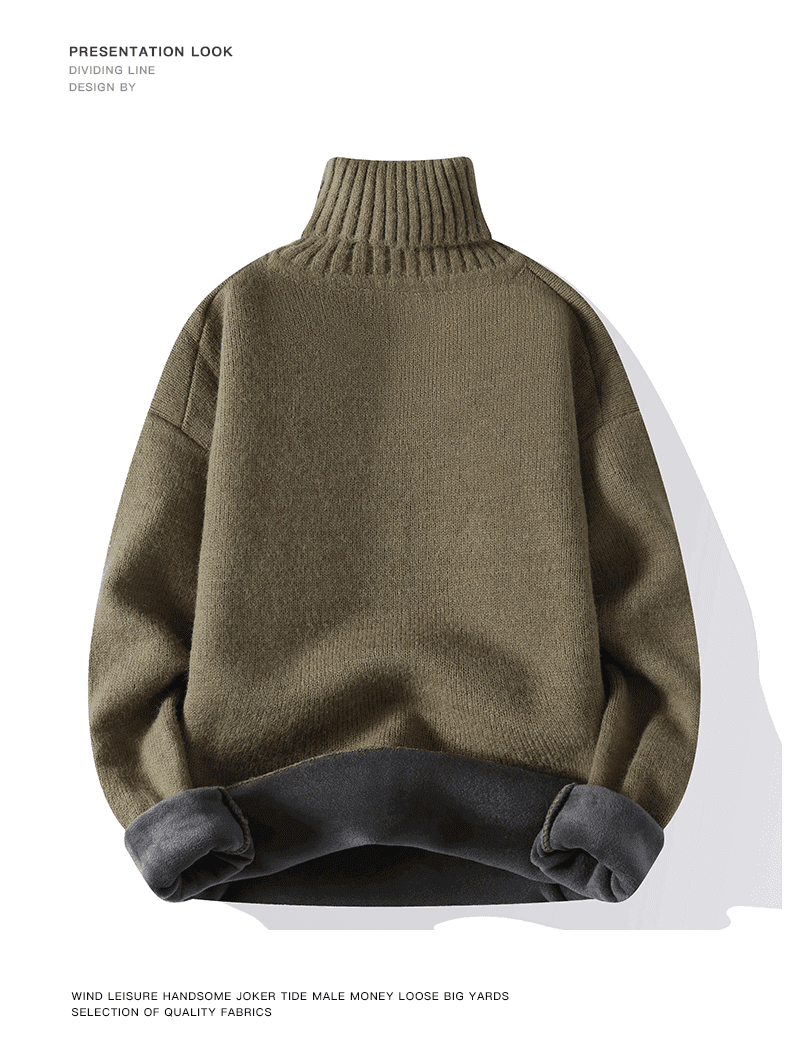 暖かみのある柔らか裏起毛トップス 秋冬 極暖 M~3XL タートルネック メンズ 長袖