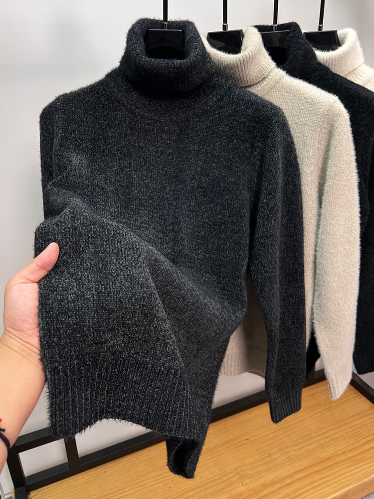 ふんわり起毛素材の上質タートルネックセーター メンズ 大きいサイズ ぽっちゃり対応 M~4XL