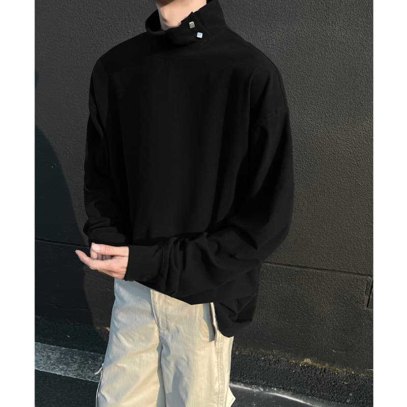 タートルネック メンズ 長袖 スタイリッシュ襟元デザイン 大きいサイズ ぽっちゃり対応 M〜5XL