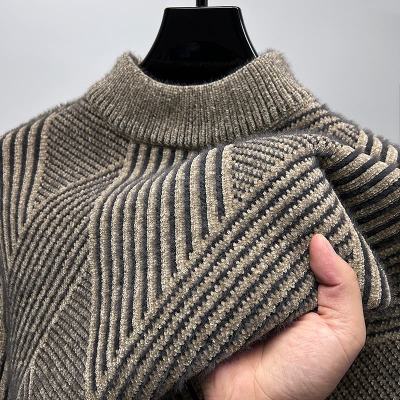 タートルネック メンズ 長袖 立体織り柄ニット 春秋冬 大きいサイズ ぽっちゃり対応 M~4XL