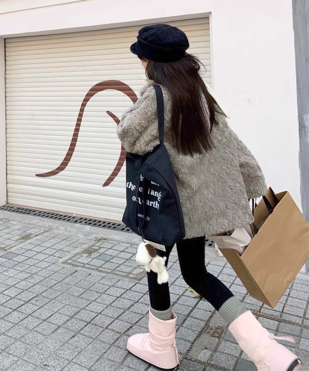もこもこボア素材タートルネックジャケット レディース M L