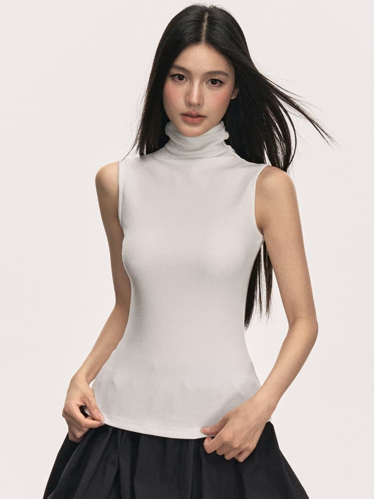 【骨格ウェーブ向け】タートルネック レディース ノースリーブ|ぴったり薄手インナー XS〜L 小さいサイズ 定番シリーズ