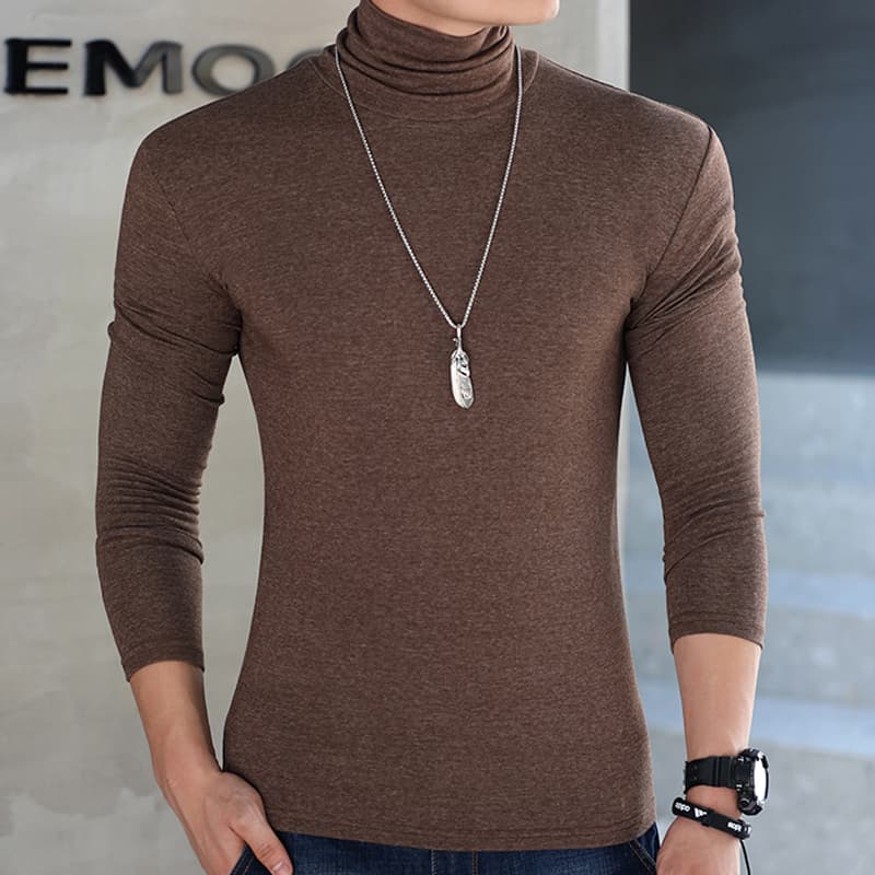 タートルネック メンズ 長袖 シンプル無地カットソー 大きいサイズ ぽっちゃり対応 M~4XL